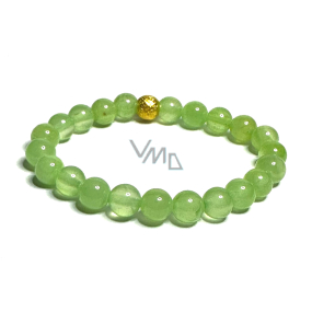 Calcite green bracelet elastic natural stone, ball 8 mm / 16-17 cm, intuition stone
