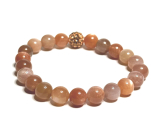 Moonstone orange bracelet elastic natural stone, ball 8 mm / 16-17 cm, stone of destiny