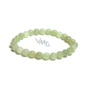 Serpentine green bracelet elastic natural stone, bead 8 mm / 16-17 cm, healing stone