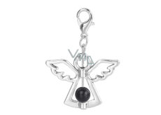 Guardian angel pendant with black bead 29 x 37 mm 1 piece