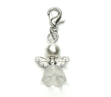 Guardian angel pendant with white skirt and pearl 14 x 19 mm 1 piece