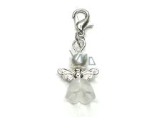 Guardian angel pendant with white skirt and pearl 14 x 19 mm 1 piece