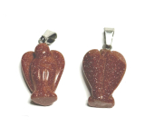Goldstone gold guardian angel pendant hand cut 2 - 2,2 cm, ambition stone