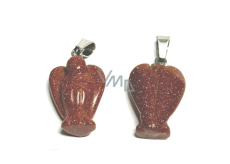 Goldstone gold guardian angel pendant hand cut 2 - 2,2 cm, ambition stone
