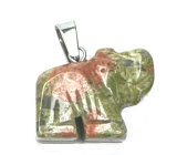 Unakit Elephant pendant natural stone, hand cut figurine 1,8 x 2,5 x 8 mm, stone of personal growth and vision