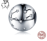 Taurus zodiac sign, pendant for bracelet silver + cubic zirconia, ball 9 mm 1 piece