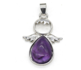 Amethyst Angel guardian pendant natural stone 3,5 x 2,5 mm, stone of kings and bishops
