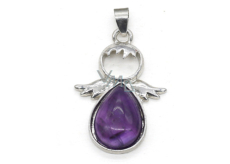 Amethyst Angel guardian pendant natural stone 3,5 x 2,5 mm, stone of kings and bishops