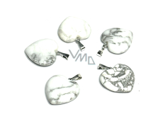 Magnesite / Howlite White Heart Pendant Natural Stone 20 mm, Purification Stone