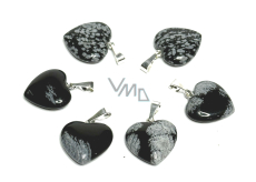 Obsidian flake heart pendant natural stone 15 mm, stone of salvation