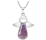 Amethyst Angel pendant natural stone 4,2 x 3 cm, stone of kings and bishops