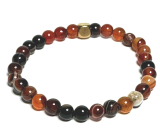 Sardonyx bracelet elastic natural stone, ball 6 mm / 16-17 cm, stone of happiness and life force