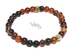 Sardonyx bracelet elastic natural stone, ball 6 mm / 16-17 cm, stone of happiness and life force