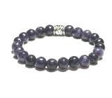 Lepidolite dark purple bracelet elastic natural stone, ball 8 mm / 16-17 cm, athletes amulet