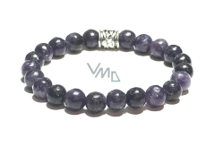 Lepidolite dark purple natural stone elastic bracelet, ball 8 mm / 16-17 cm, athletes' amulet