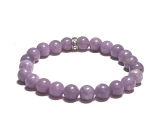 Lepidolite pink bracelet elastic natural stone, ball 8 mm / 16-17 cm, athletes amulet