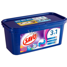 Savo Chlorine-free Color 3in1 gel capsules for washing coloured laundry 32 pieces 864 g