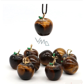 Tiger's Eye Apple of Knowledge Pendant, natural stone 2,7 x 15 mm, sun and earth stone, brings good luck and wealth