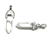 Magnesite / Howlite white pendulum hexagon pendant natural stone 41 x 13 mm, cleansing stone