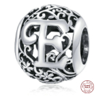 Sterling silver 925 Magic alphabet letter E with flowers, bead for bracelet