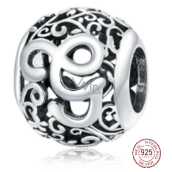 Sterling silver 925 Magic alphabet letter G with flowers, bead for bracelet