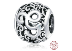 Sterling silver 925 Magic alphabet letter G with flowers, bead for bracelet