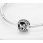 Taurus, zodiac sign, silver + cubic zirconia bracelet pendant, ball 9 mm 1 piece
