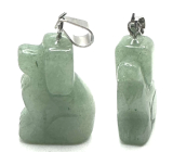 Chalcedony green Dog pendant natural stone, hand cut figurine 1,8 x 2,5 x 8 mm, stone of love, joy
