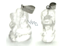 Crystal Dog pendant natural stone, hand cut figurine 1,8 x 2,5 x 8 mm, stone of stones