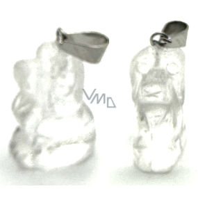Crystal Dog pendant natural stone, hand cut figurine 1,8 x 2,5 x 8 mm, stone of stones