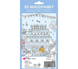 Ditipo Coloring page 3D color and assemble Party with animals 4 sheets 250 x 140 mm
