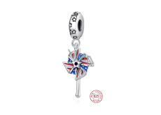 Sterling silver 925 USA pinwheel, travel bracelet pendant