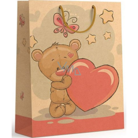 Nekupto Gift kraft bag 37 x 28 x 10 cm Teddy bear with hearts