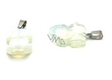 Opalite Frog for happiness pendant synthetic stone approx. 20 x 15 mm, stone of wishes and hope