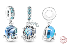 Charm Sterling Silver 925 Cute Murano Glass Octopus, Bracelet Pendant, Sea
