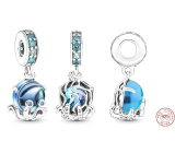 Sterling silver 925 Cute octopus from Murano glass, bracelet pendant, sea