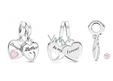Sterling Silver 925 Heart Pendants Mother and daughter - double heart, 2in1 pendant for bracelet family