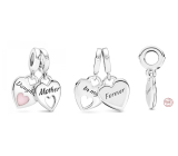 Sterling Silver 925 Heart Pendants Mother and daughter - double heart, 2in1 pendant for bracelet family