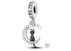 Sterling silver 925 Cat Moon I love you, pet bracelet pendant