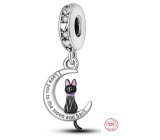 Sterling silver 925 Cat Moon I love you, pet bracelet pendant