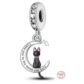 Sterling silver 925 Cat Moon I love you, pet bracelet pendant