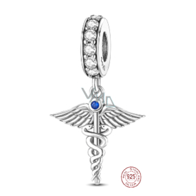 Charm Sterling silver 925 Graduation - Aesculapius staff - emblem of doctors and pharmacists, Graduate pendant on a bracelet job