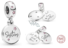 Sterling silver 925 Sisters - you can't always see her, but she's always there, 2in1 family bracelet pendant
