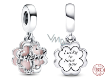 Sterling Silver 925 Friendship Quatrefoil - Lucky to have you, friendship bracelet pendant