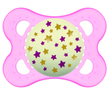 Mam Night silicone orthodontic pacifier 0+ months Pink with stars