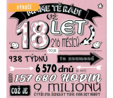 Nekupto card Anniversary 18 years 150 x 150 mm We love you for 18 years pink