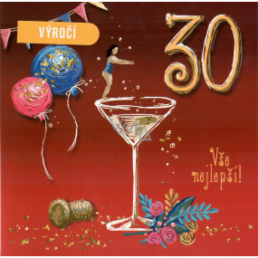 Nekupto card Anniversary 30 years 150 x 150 mm All the best glass