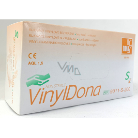 Dona Vinyldona powder-free vinyl gloves, size S 200 pcs in box
