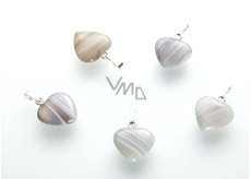 Agate grey Heart pendant natural stone 15 mm, 1 piece