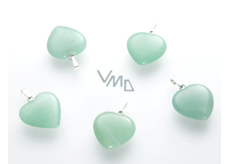 Aventurine Heart Pendant natural stone 20 mm, 1 piece, stone of happiness and prosperity